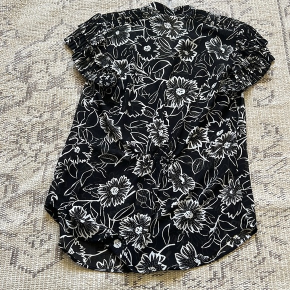 Polo Ralph Lauren black printed floral flutter sleeve top - Picture 6 of 6